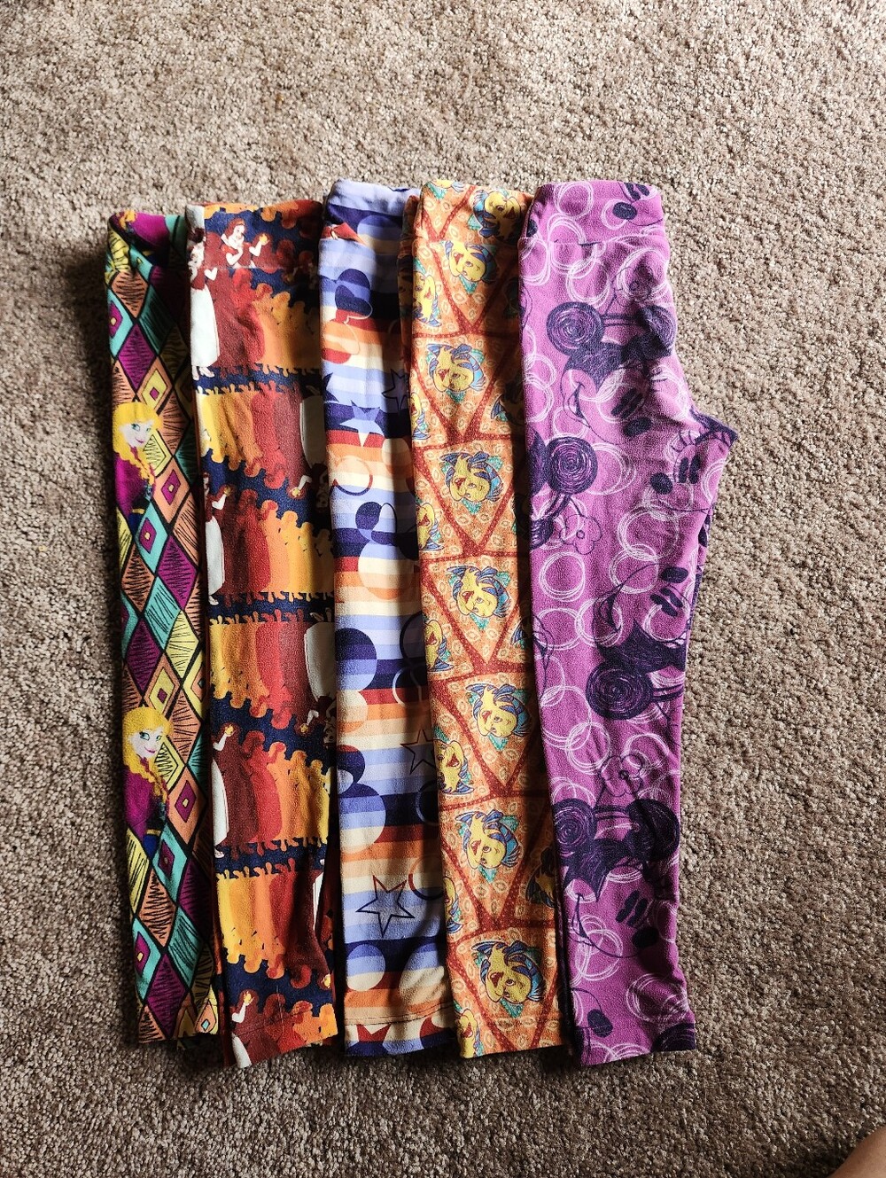 LuLaRoe Girls Disney Leggings Lot – 5 Pairs – Size S/M